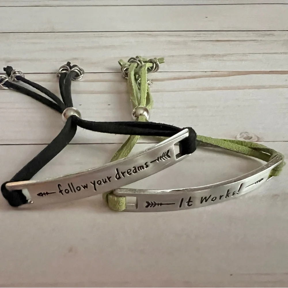 3/$15 Follow Your Dreams Adjustable Inspiration Bracelets Set of 2 New NWOT